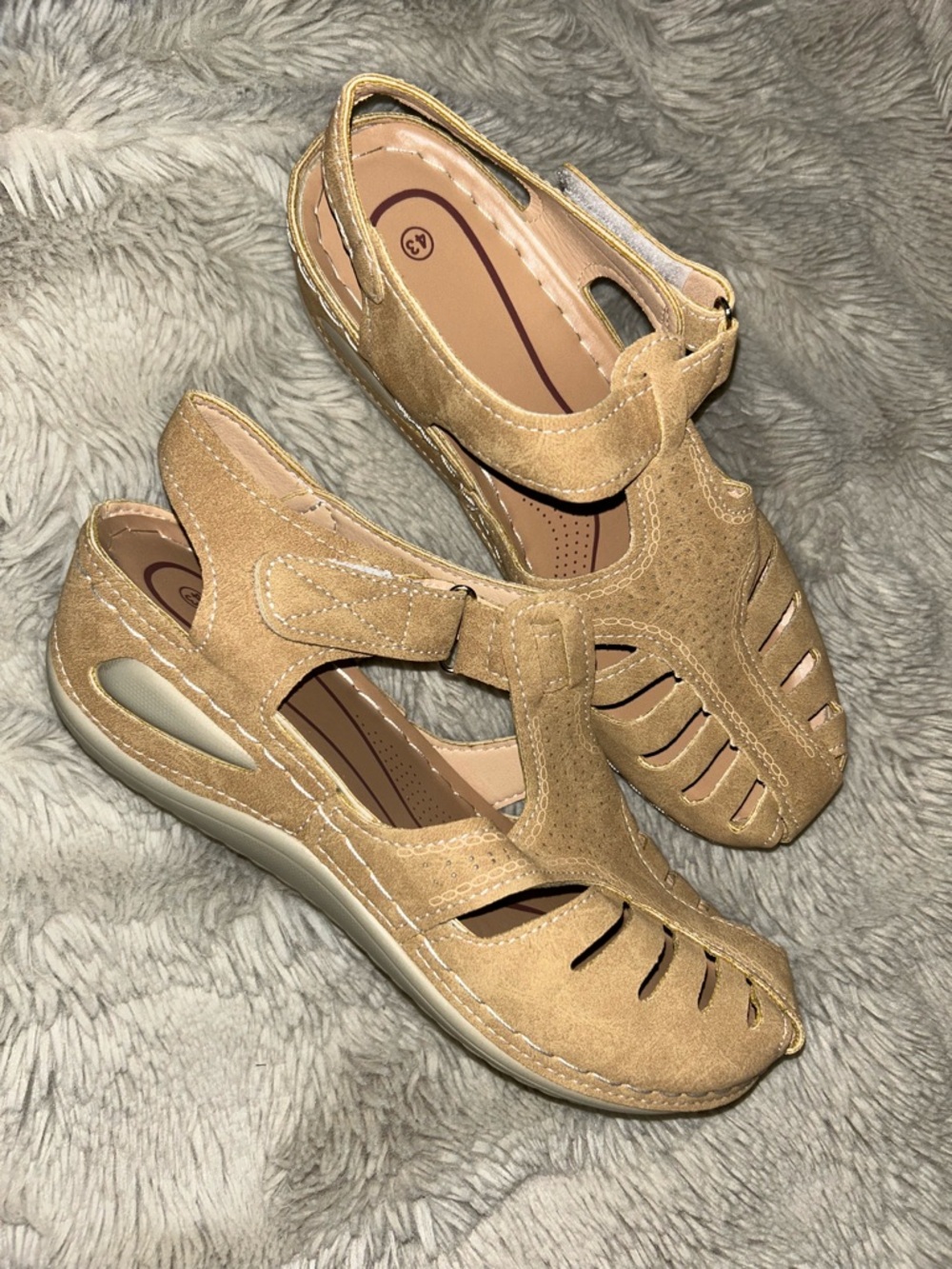 Suede Slingback Comfort Sandals in Tan - Size 43 (11.5-12 US)